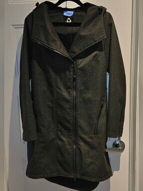 TITIKA Active Couture Women's Black Hooded Asymmetrical Trench Coat
